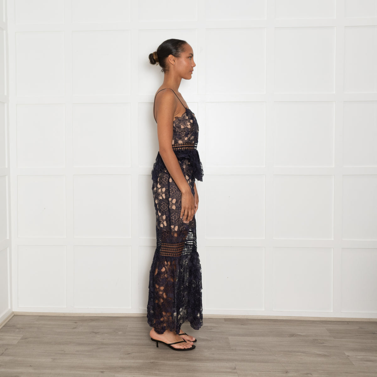 Self Portrait Navy Lace Peplum Dress