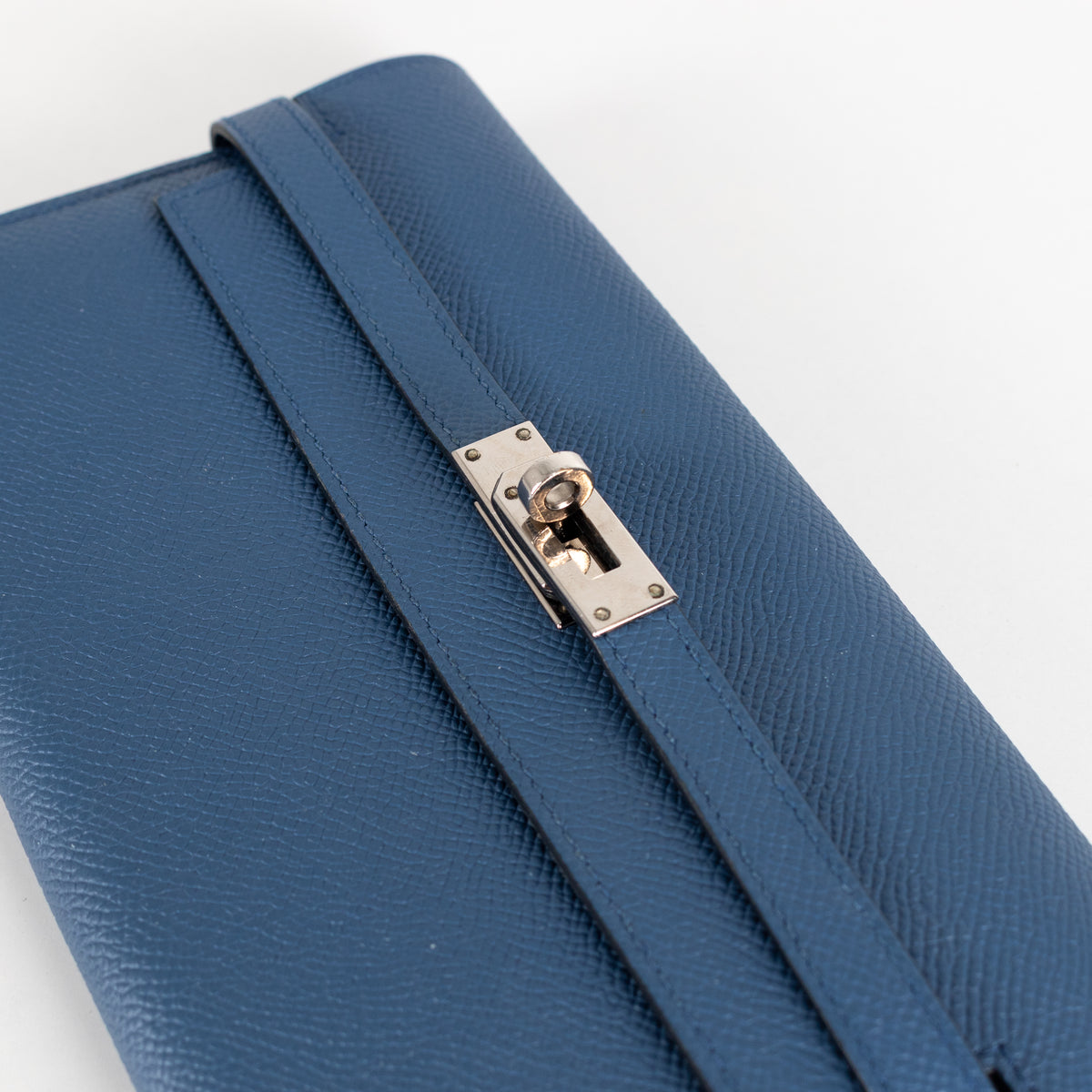 Hermes Blue Epsom Leather Kelly Long Wallet