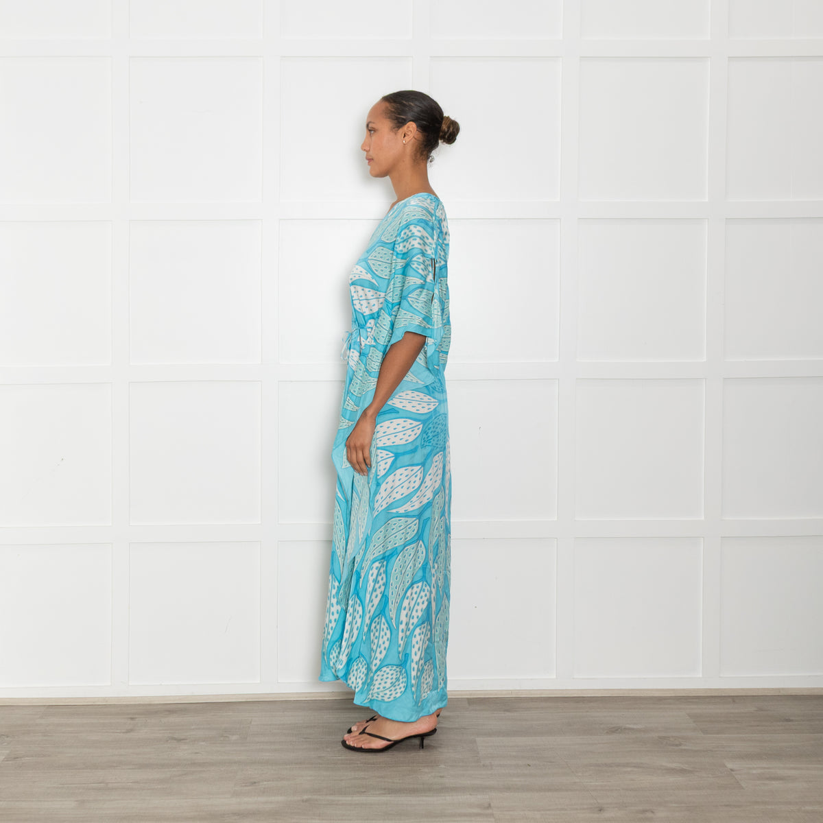 Lotty B Blue Turquoise Silk Long Kaftan