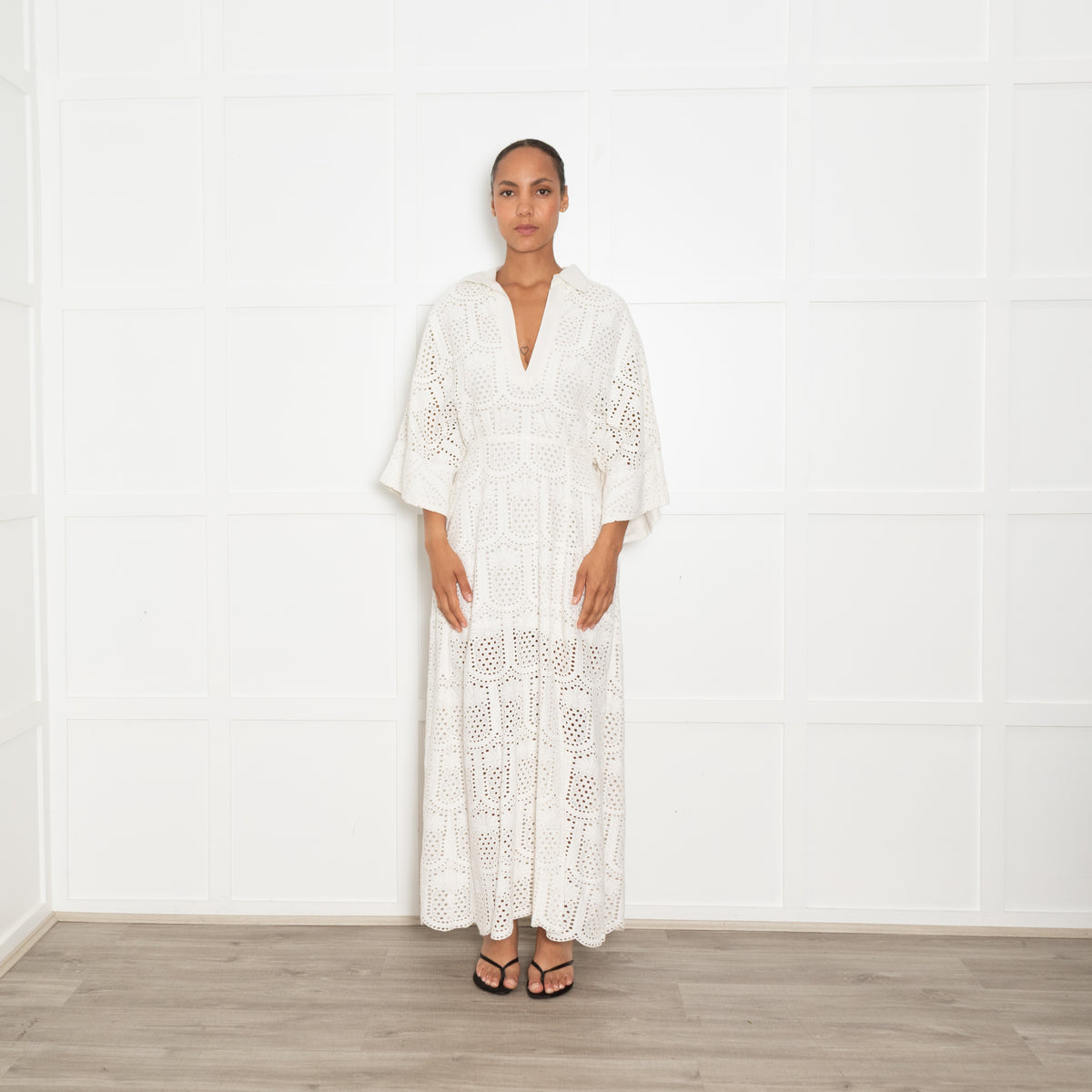 Sundress White Pineapple Broderie Anglais Maxi Dress
