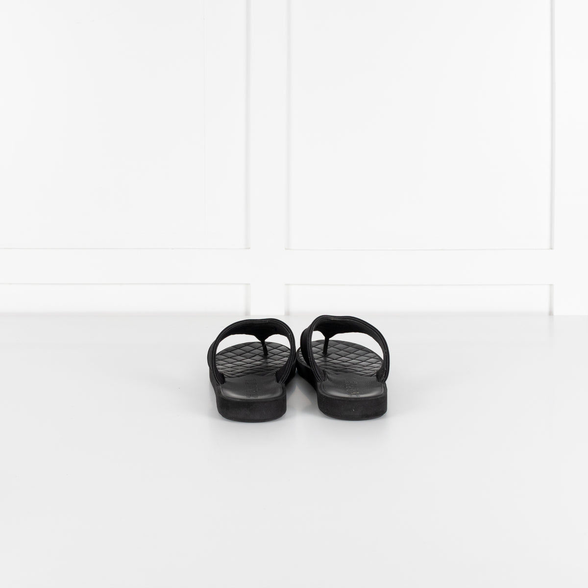 Chanel Black Cloth Rubber Quilted Sole Flip Flops