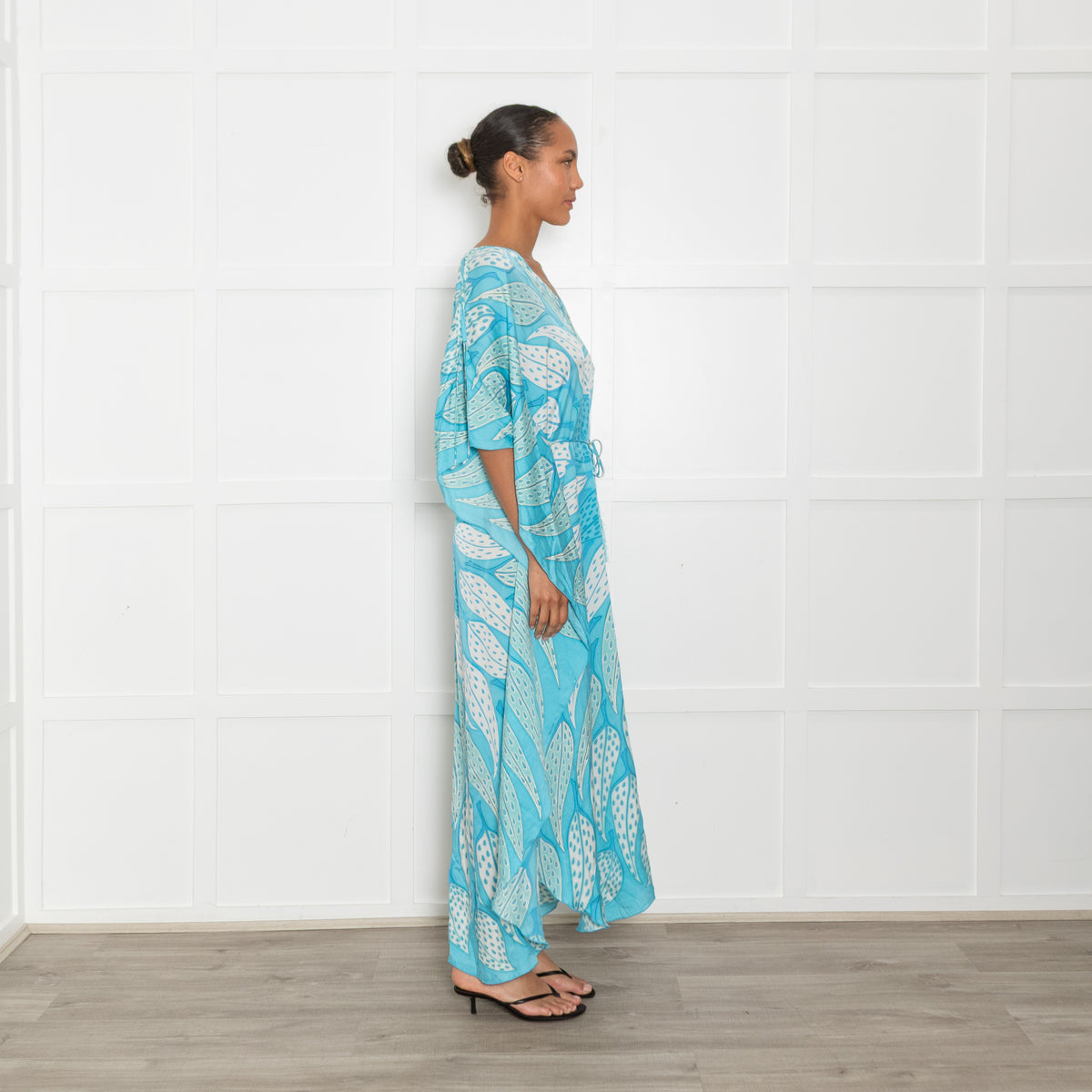 Lotty B Blue Turquoise Silk Long Kaftan