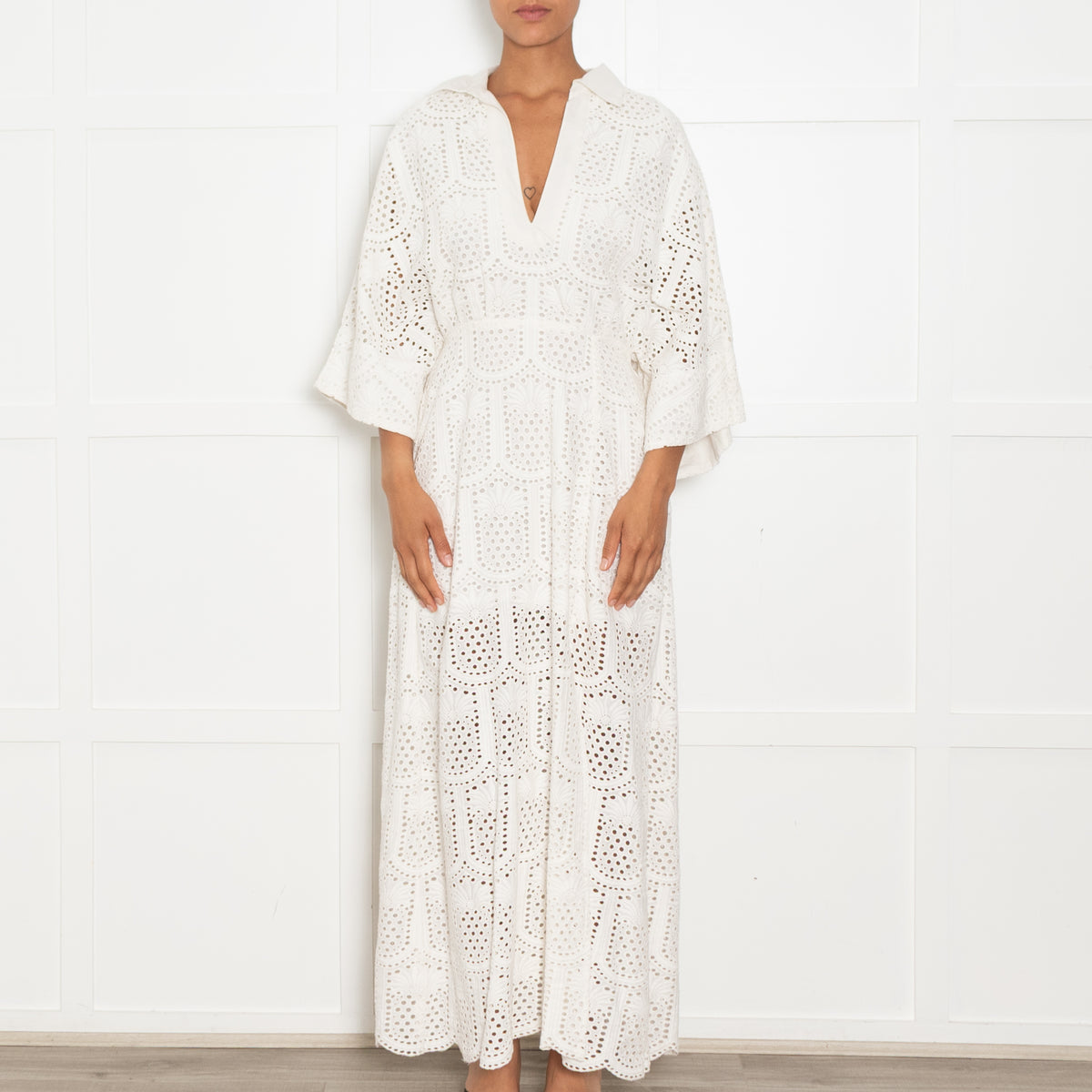 Sundress White Pineapple Broderie Anglais Maxi Dress
