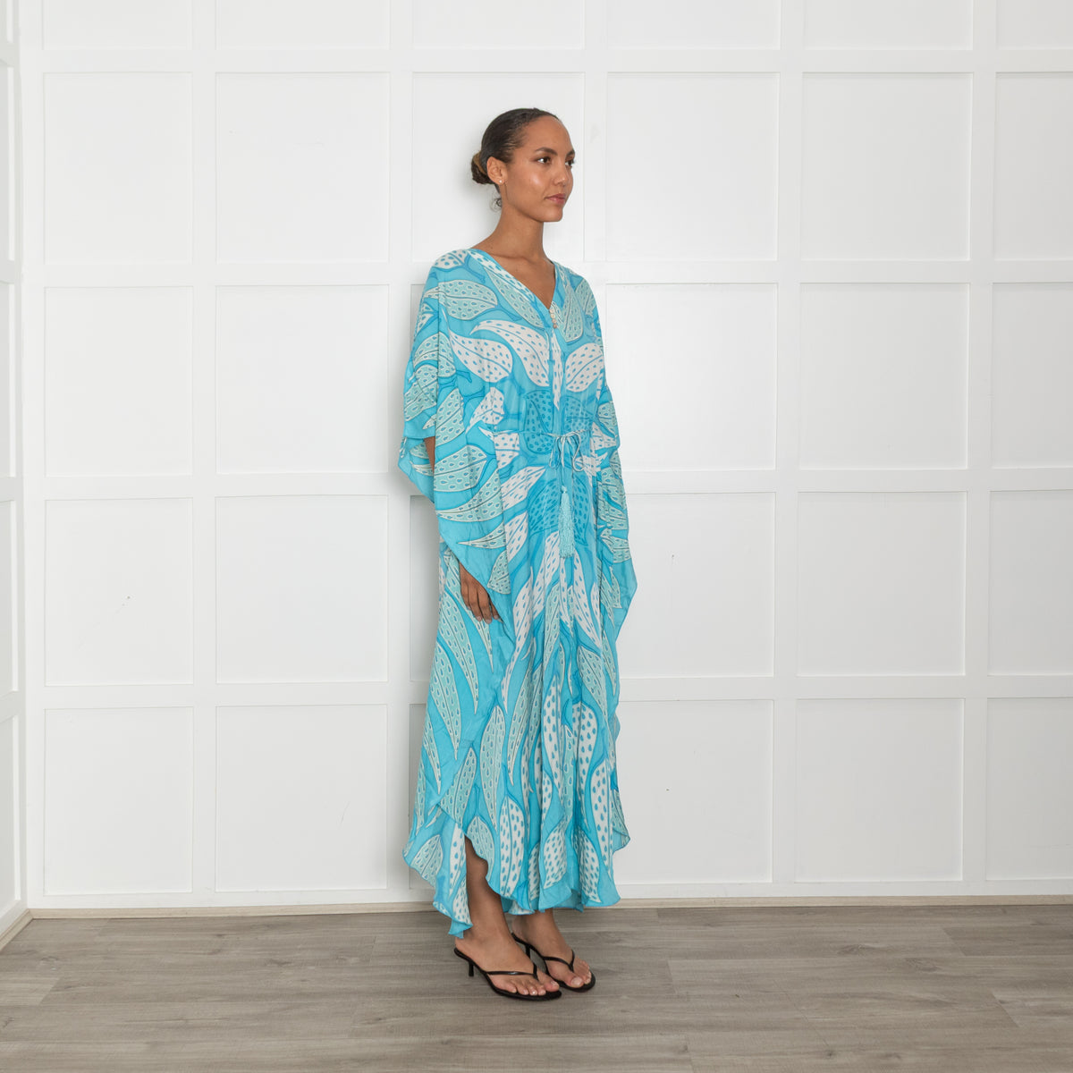 Lotty B Blue Turquoise Silk Long Kaftan