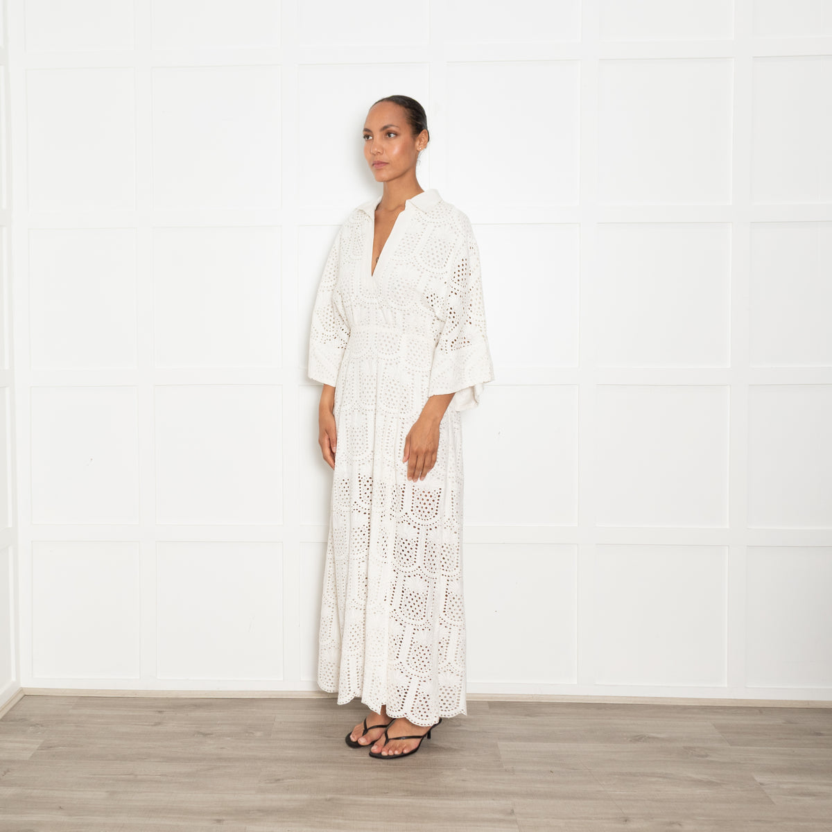 Sundress White Pineapple Broderie Anglais Maxi Dress