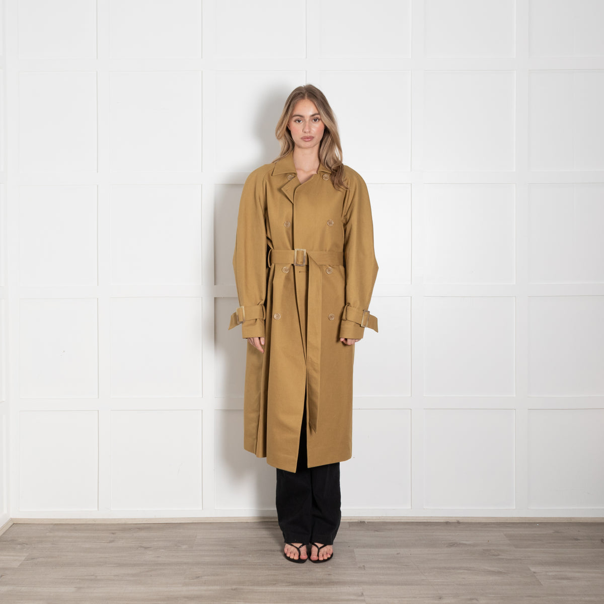 Tibi Tan Sculpted Cotton-Gabardine Trench Coat