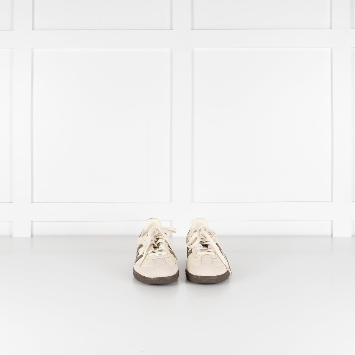 Adidas Samba Cream Brown Leather Three Stripes Trainers