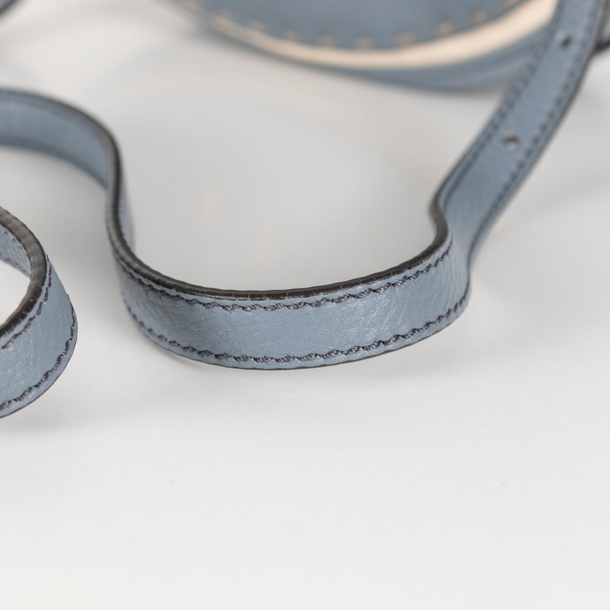 Fendi Blue Selleria Round Saddle Textured Leather Bag
