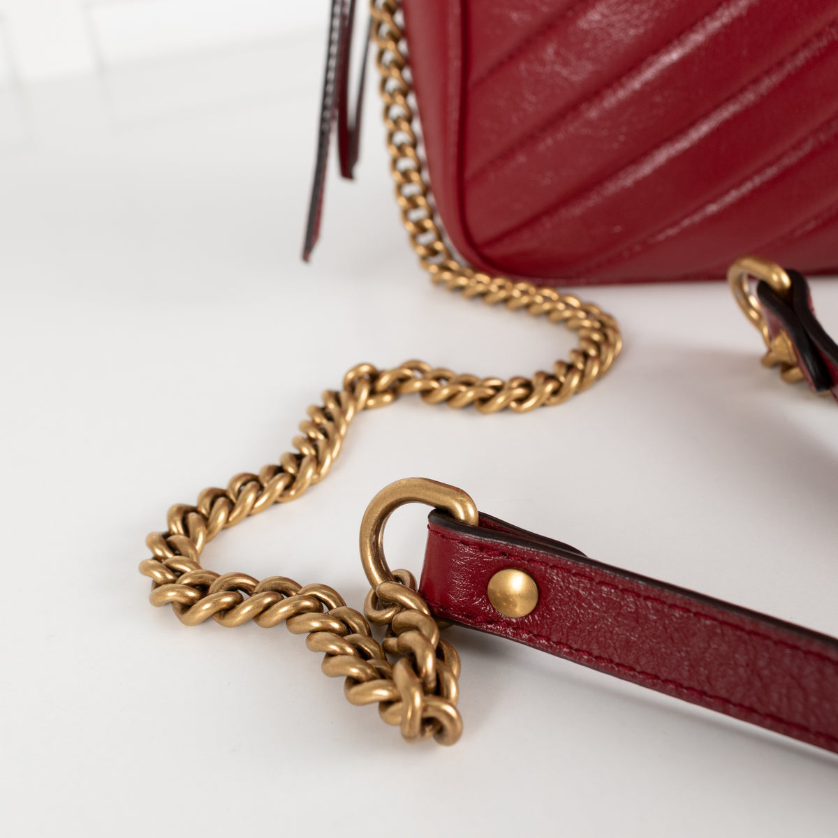 Gucci Red GG Marmont Matelasse Double Zip Crossbody