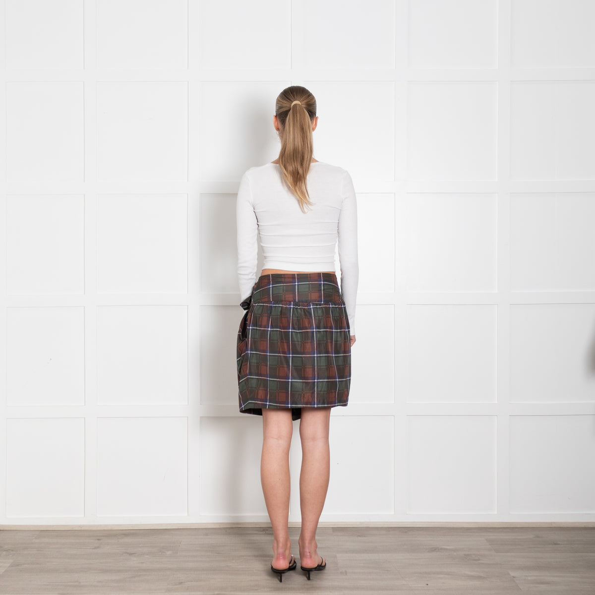 See By Chloe Green Brown Tartan Buckle Detail Mini Skirt