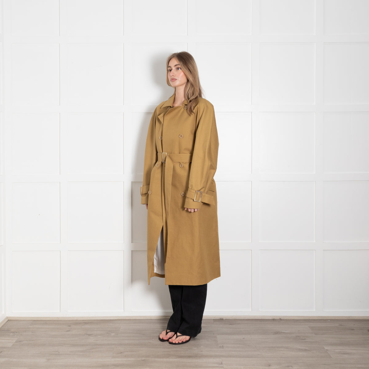 Tibi Tan Sculpted Cotton-Gabardine Trench Coat