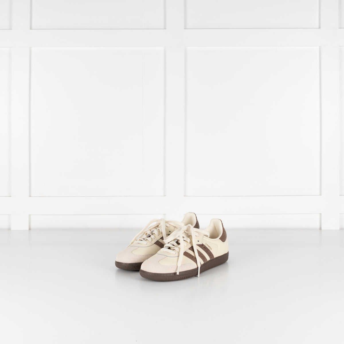 Adidas Samba Cream Brown Leather Three Stripes Trainers