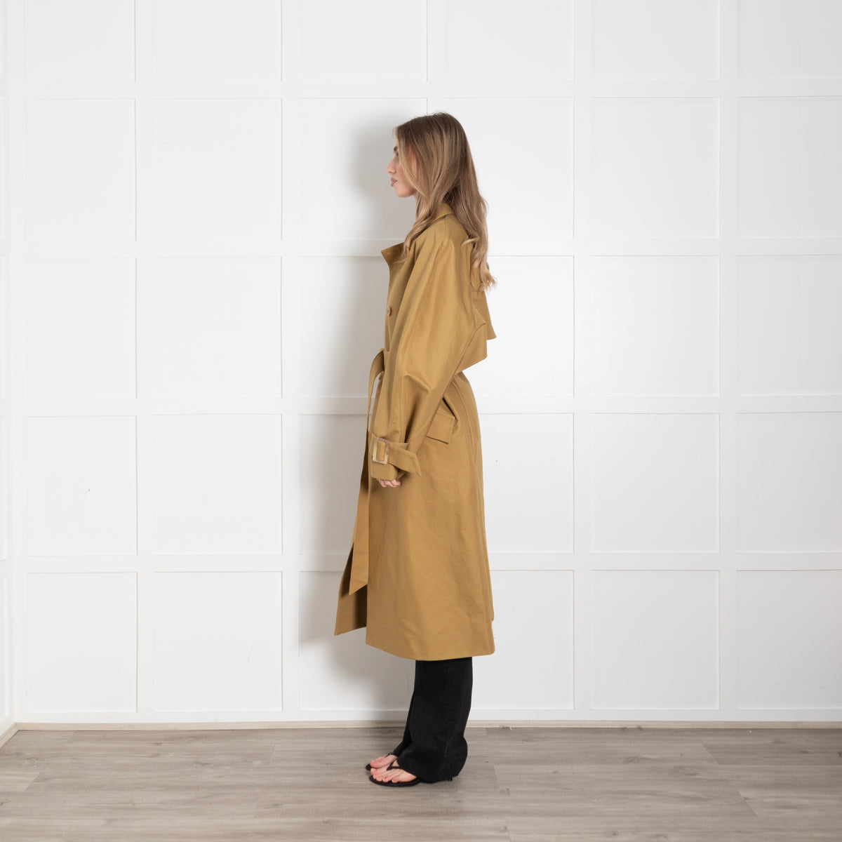 Tibi Tan Sculpted Cotton-Gabardine Trench Coat
