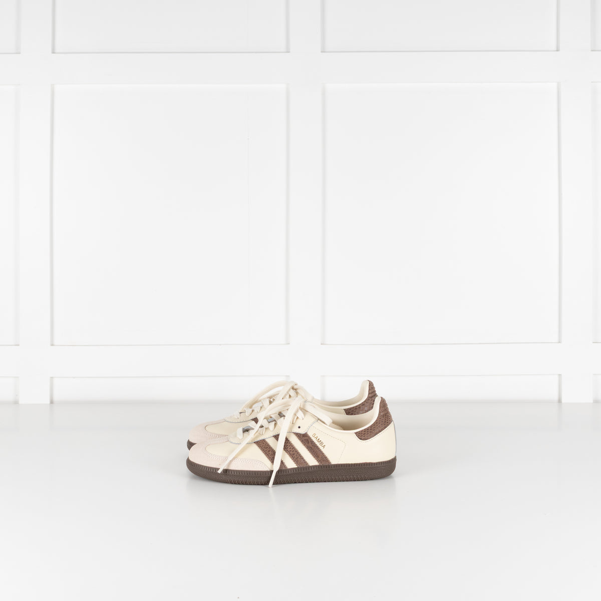 Adidas Samba Cream Brown Leather Three Stripes Trainers