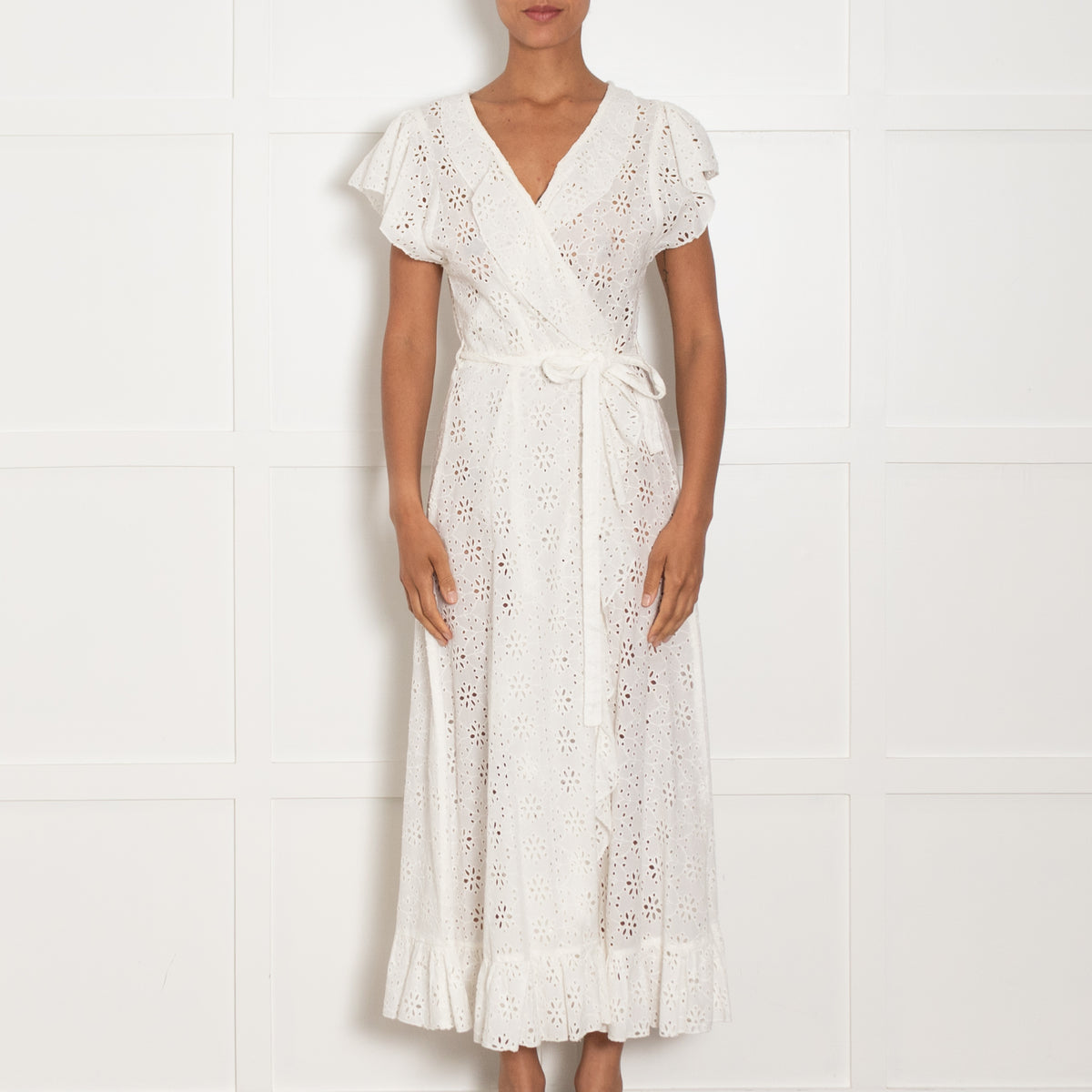 Melissa Odabash White Broderie Anglaise Wrap Dress