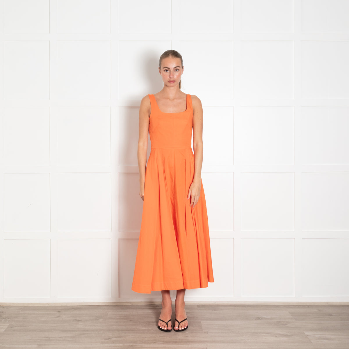 Lavi Couture Orange Cotton Midi Dress