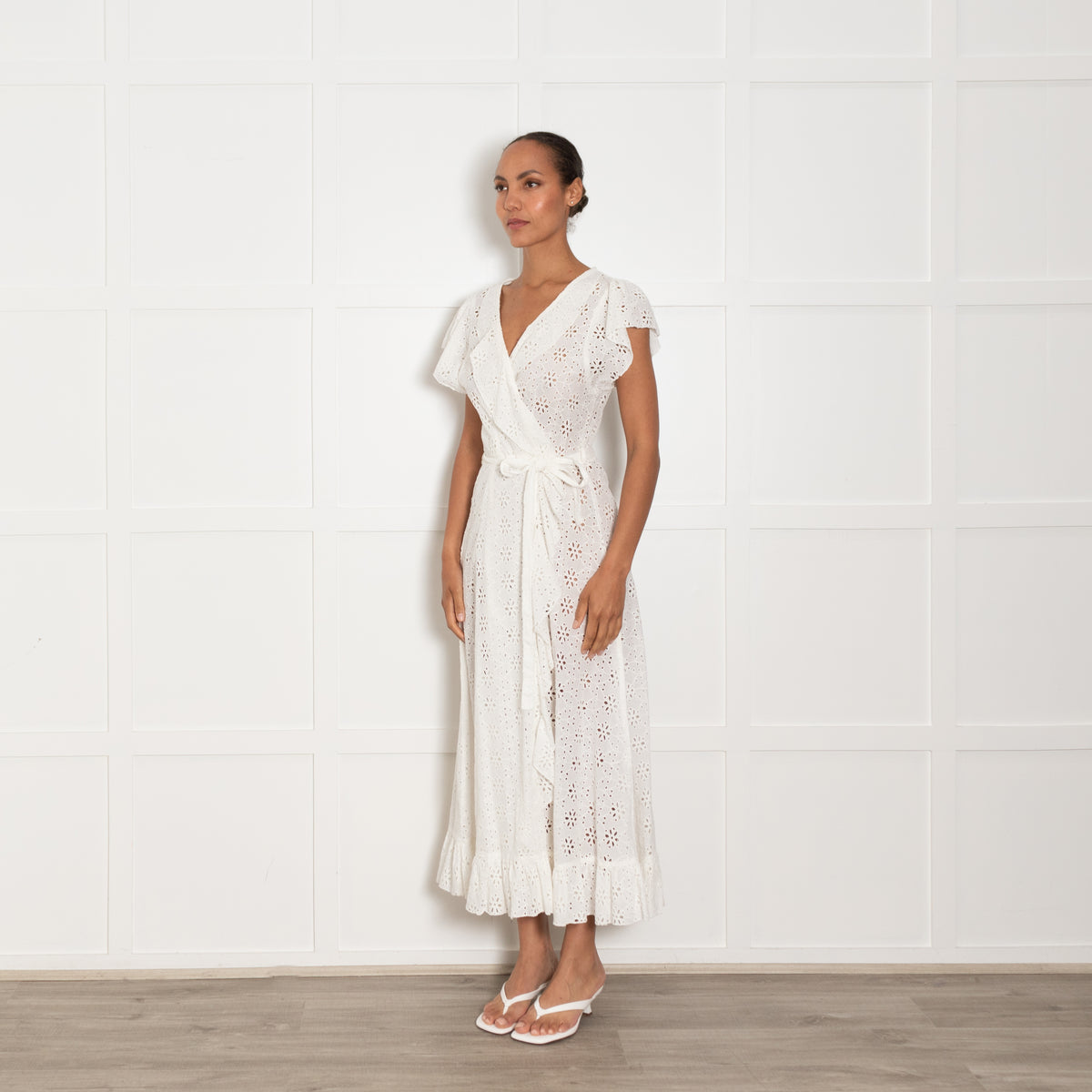 Melissa Odabash White Broderie Anglaise Wrap Dress