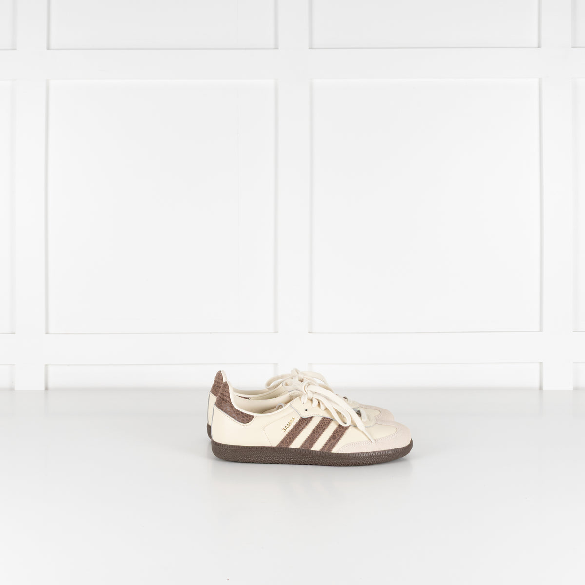 Adidas Samba Cream Brown Leather Three Stripes Trainers