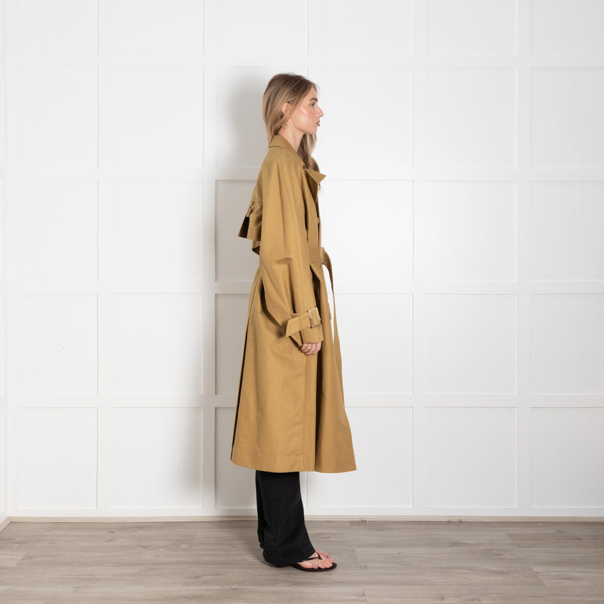 Tibi Tan Sculpted Cotton-Gabardine Trench Coat