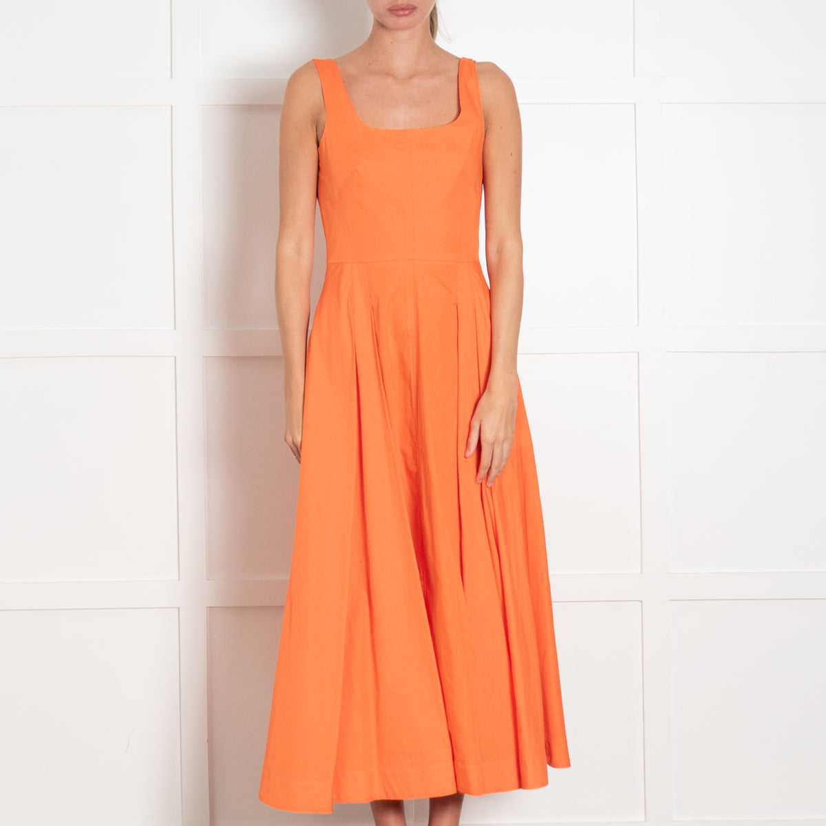 Lavi Couture Orange Cotton Midi Dress