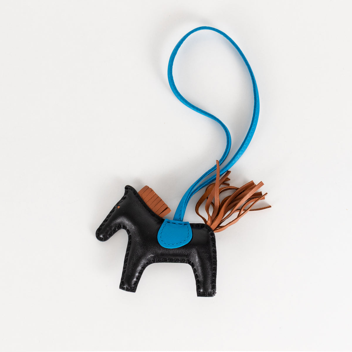 Hermes Black Blue Leather Rodeo PM Charm