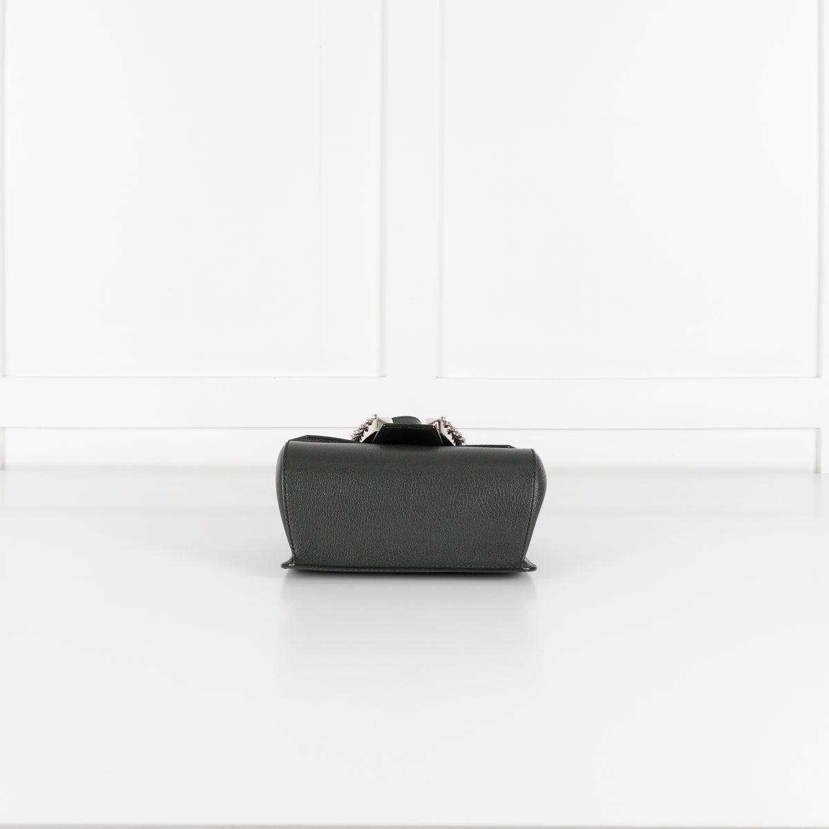 Jimmy Choo Green Leather Madeline Bag with Jewelled Clasp