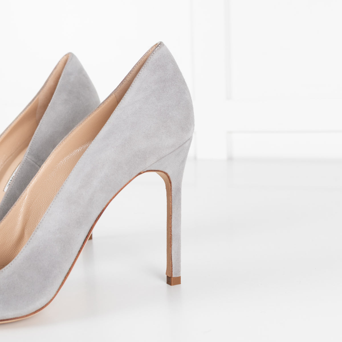 Manolo Blahnik Grey Court Shoe With Flourescent Toe