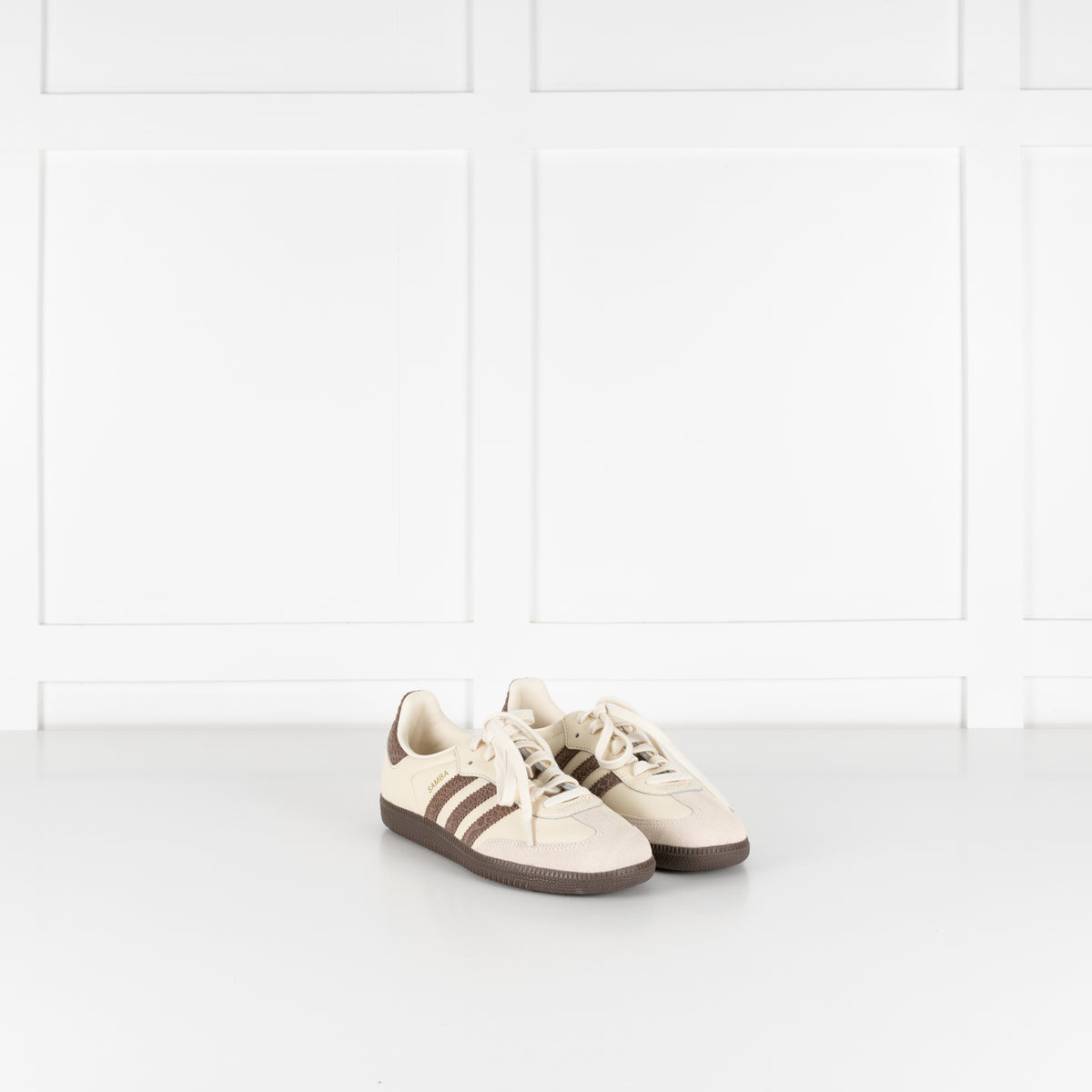 Adidas Samba Cream Brown Leather Three Stripes Trainers