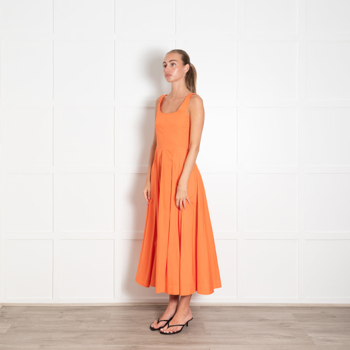 Lavi Couture Orange Cotton Midi Dress
