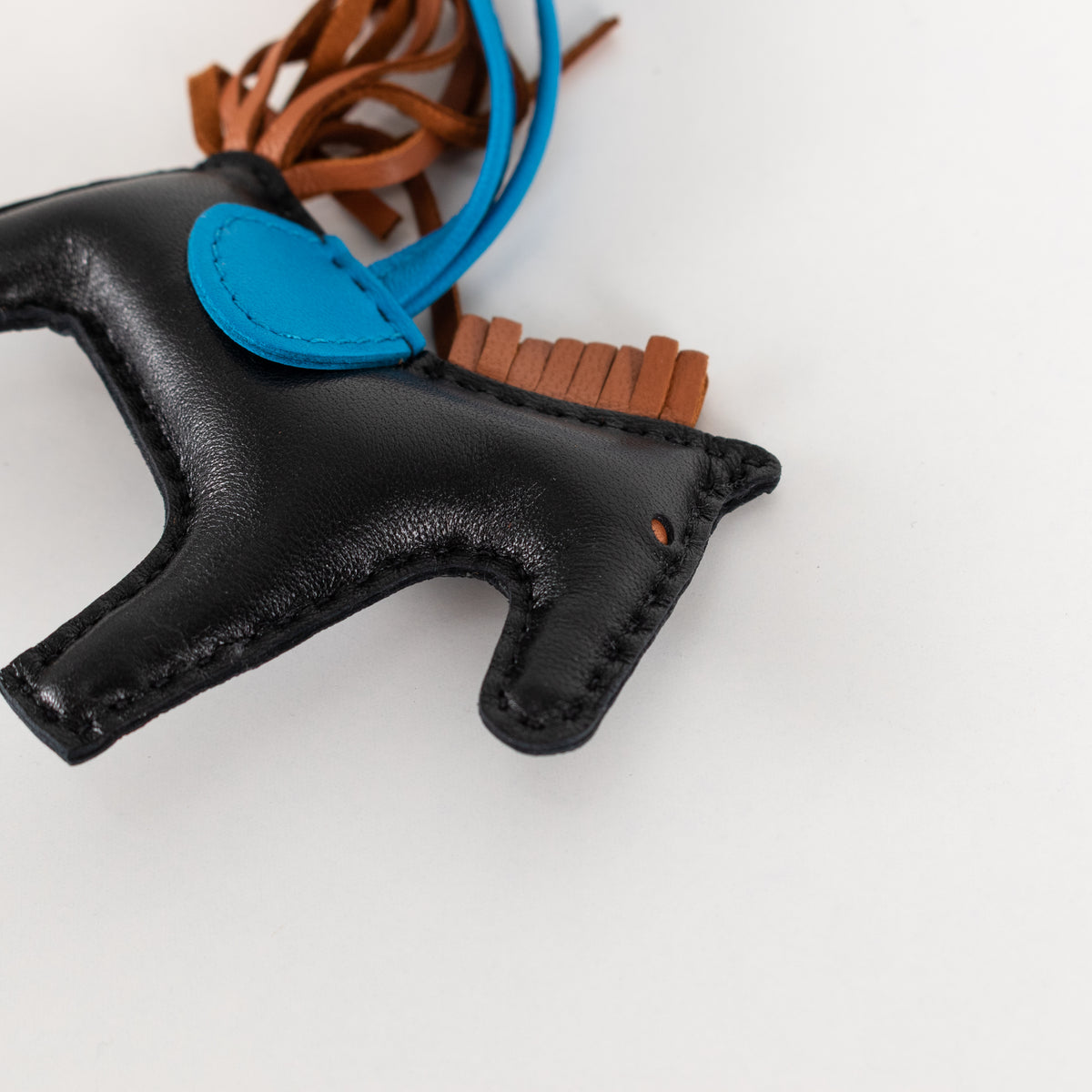 Hermes Black Blue Leather Rodeo PM Charm