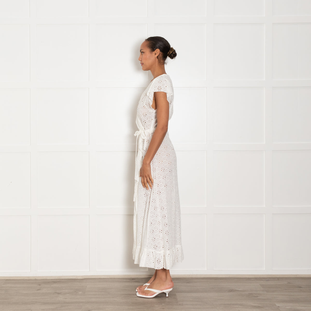 Melissa Odabash White Broderie Anglaise Wrap Dress