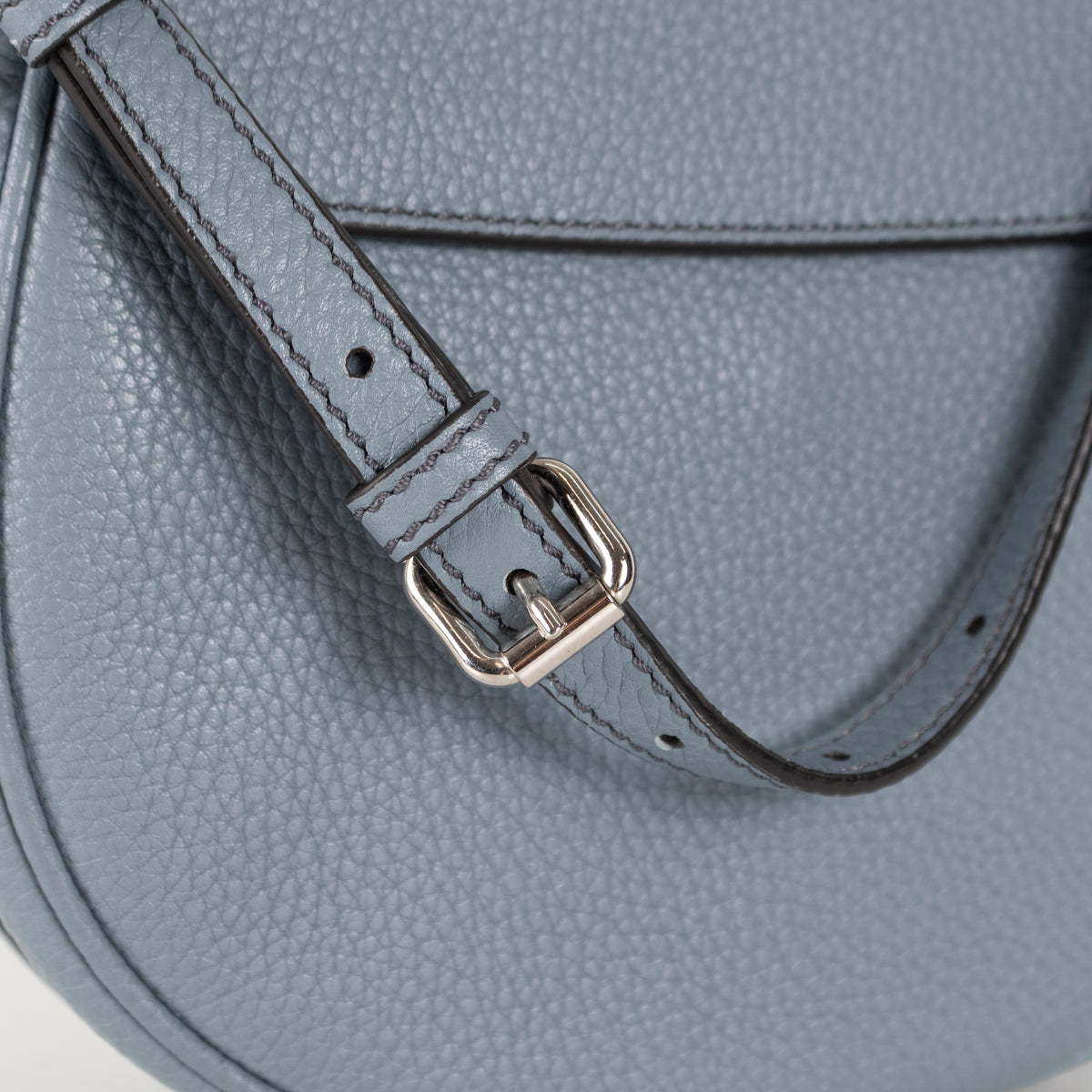 Fendi Blue Selleria Round Saddle Textured Leather Bag