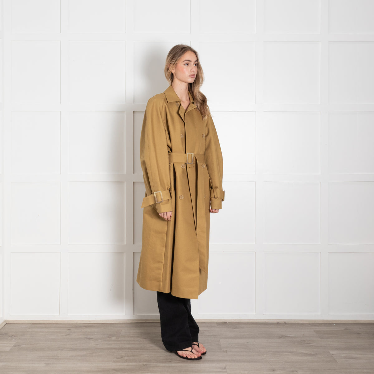 Tibi Tan Sculpted Cotton-Gabardine Trench Coat