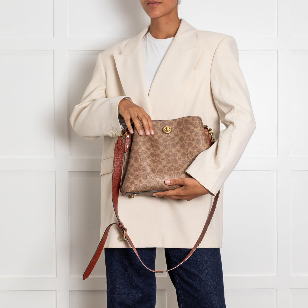 Coach Coated Canvas Logo Shoulder Bag with Multi Straps
