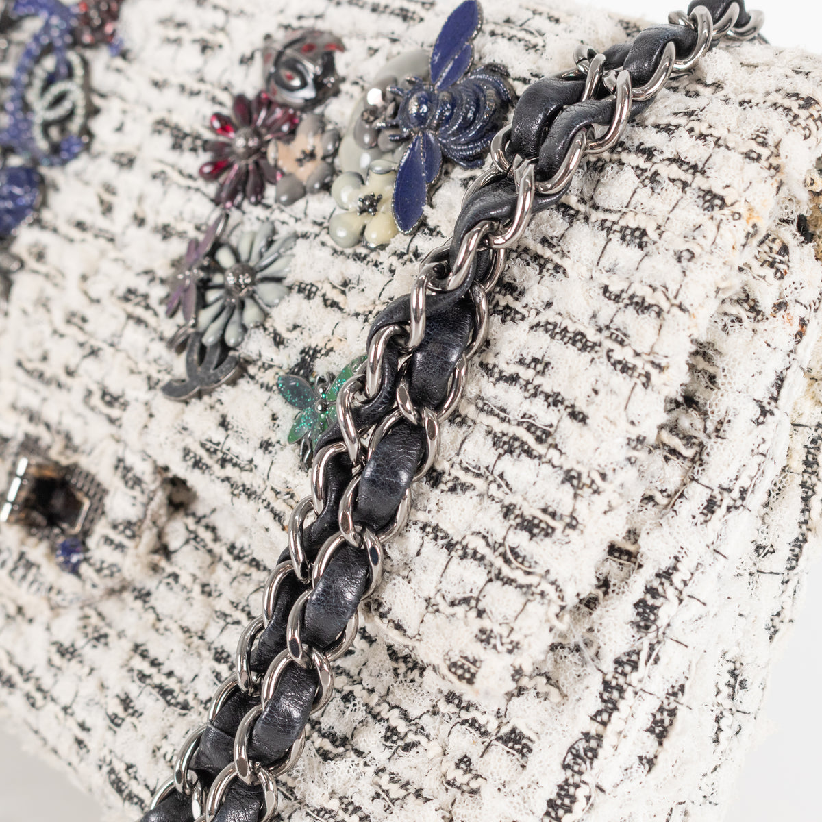 Chanel Grey 2.55 Tweed Garden Party Double Flap Bag