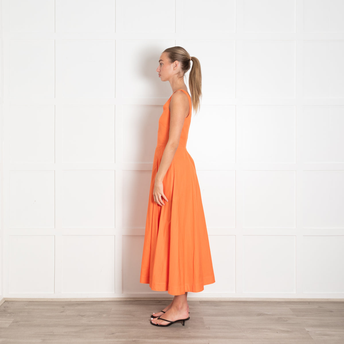 Lavi Couture Orange Cotton Midi Dress