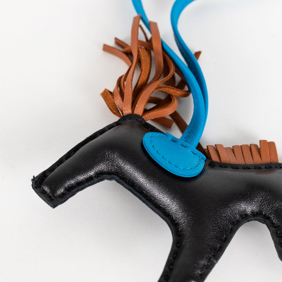 Hermes Black Blue Leather Rodeo PM Charm