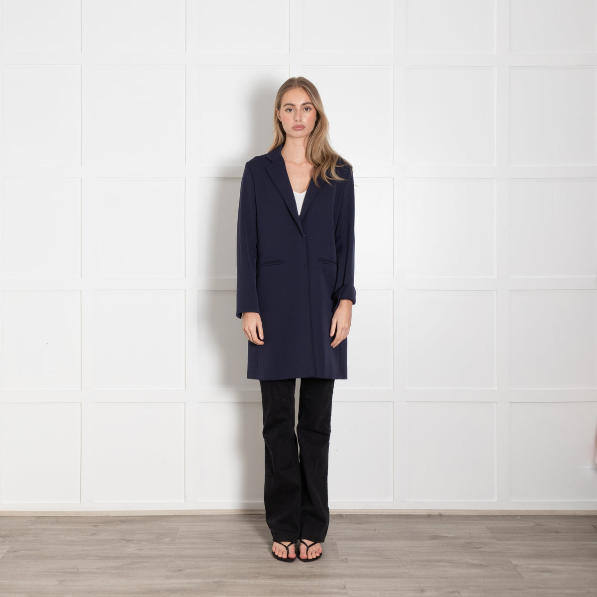 Cinzia Rocca Navy Light Wool Overcoat