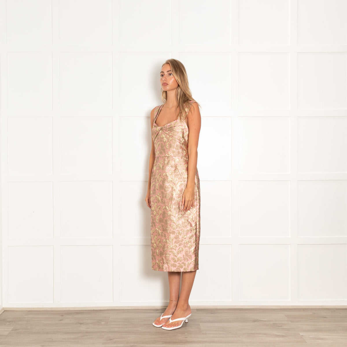 Prada Pink Gold Jacquard Sleeveless Dress