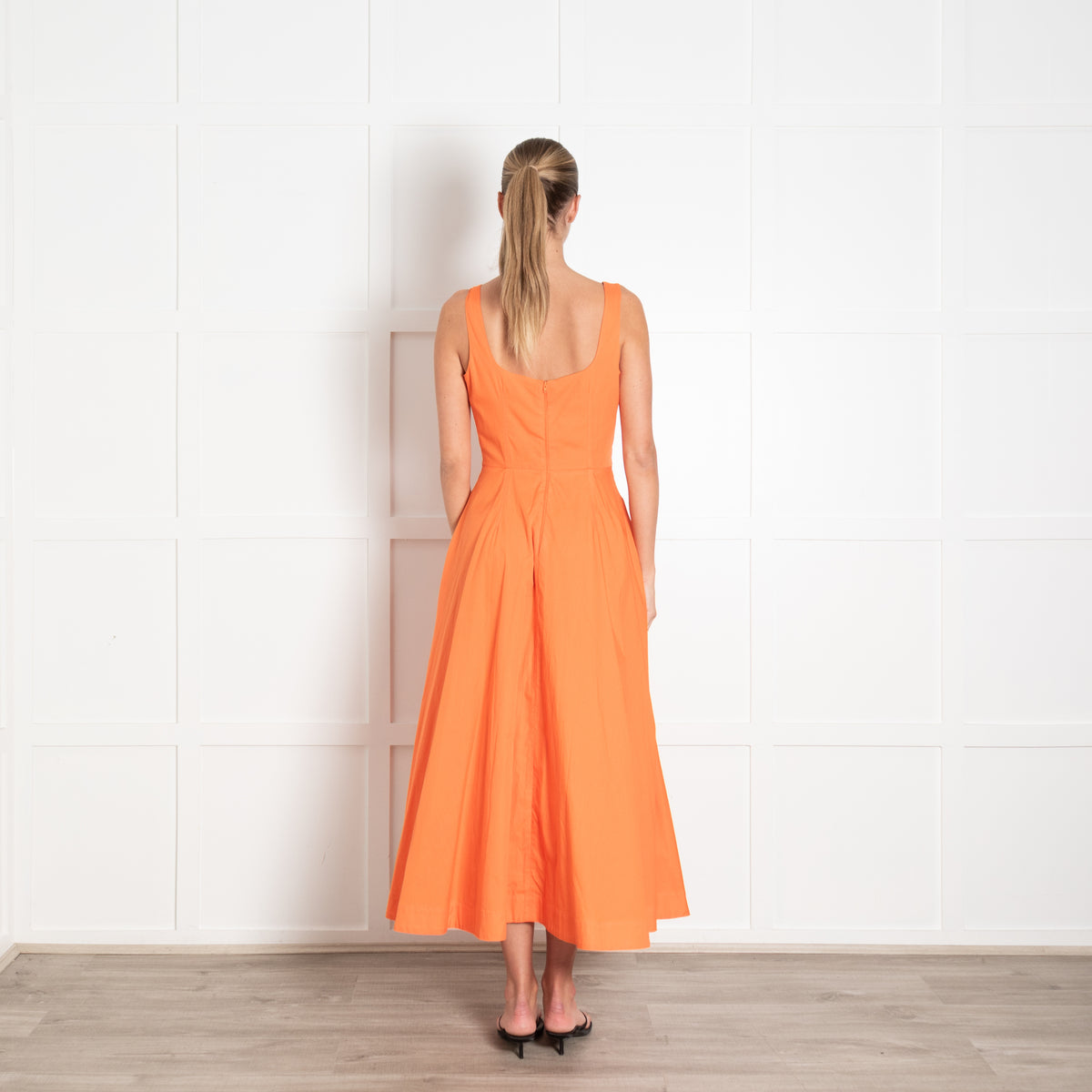 Lavi Couture Orange Cotton Midi Dress