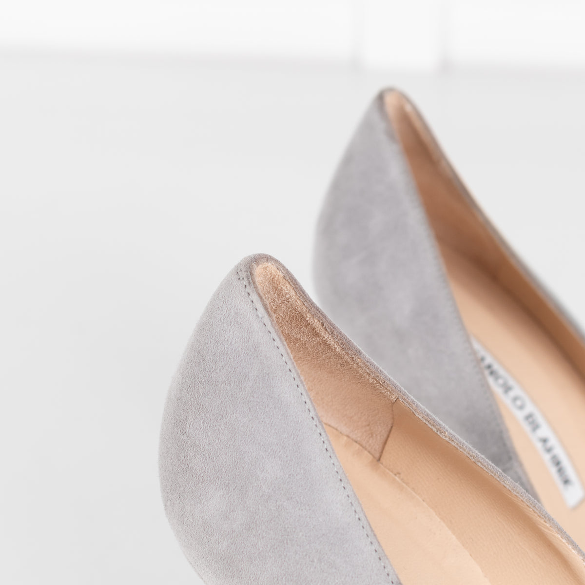 Manolo Blahnik Grey Court Shoe With Flourescent Toe