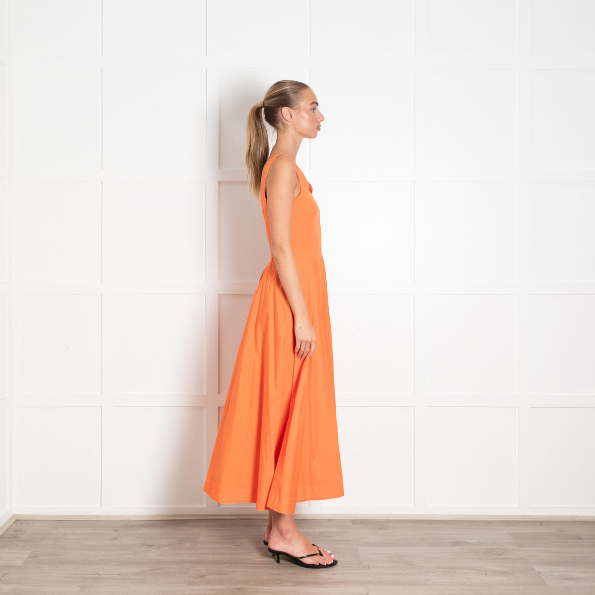 Lavi Couture Orange Cotton Midi Dress