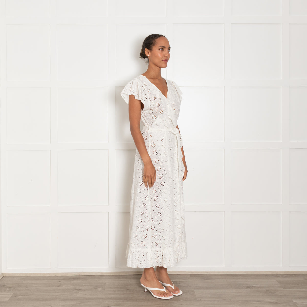 Melissa Odabash White Broderie Anglaise Wrap Dress