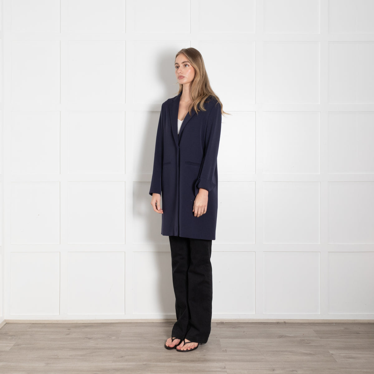 Cinzia Rocca Navy Light Wool Overcoat