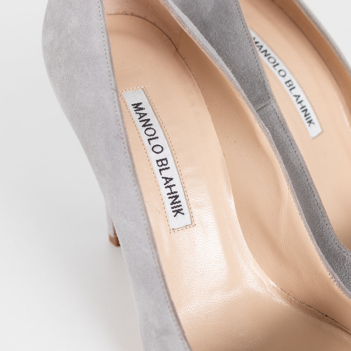 Manolo Blahnik Grey Court Shoe With Flourescent Toe