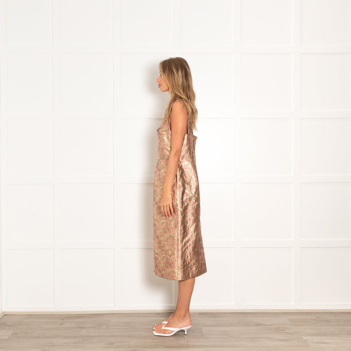 Prada Pink Gold Jacquard Sleeveless Dress