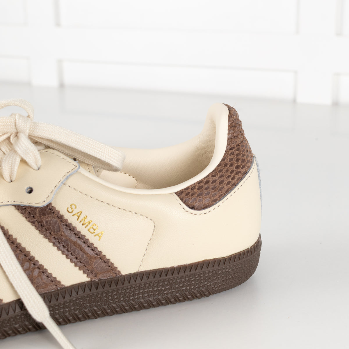 Adidas Samba Cream Brown Leather Three Stripes Trainers
