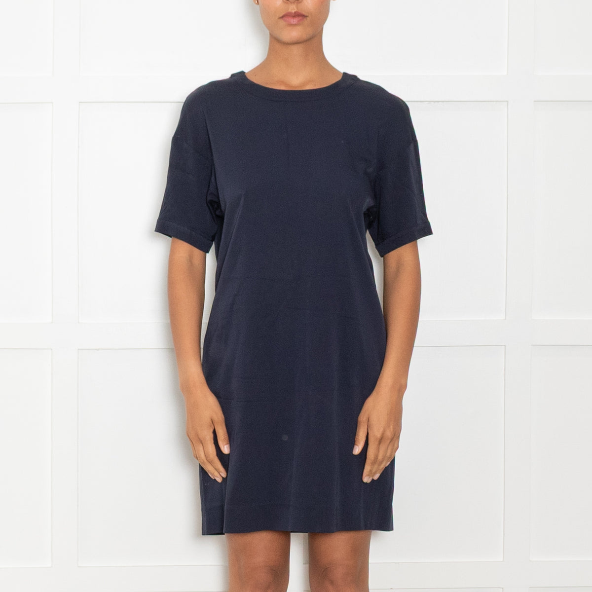 S Max Mara Navy Short Sleeve Tunic Dress