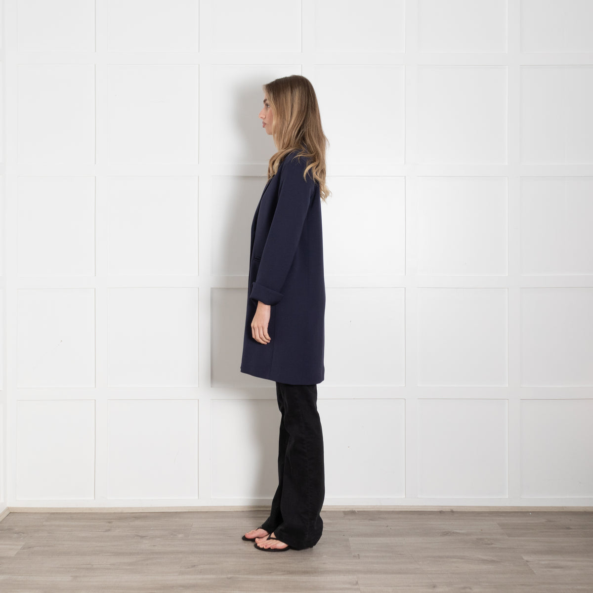 Cinzia Rocca Navy Light Wool Overcoat