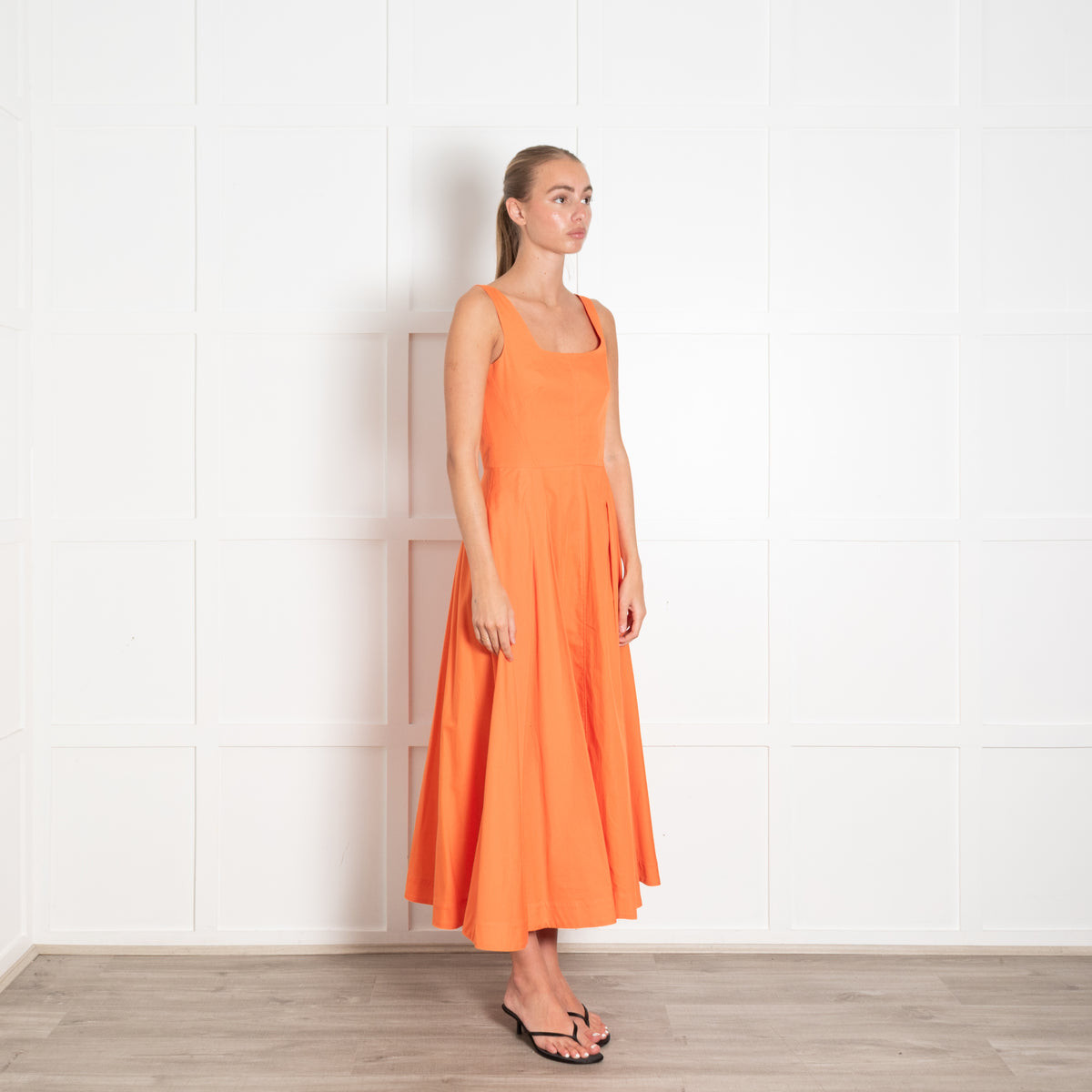 Lavi Couture Orange Cotton Midi Dress